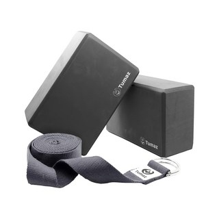 Tumaz 月熊 EVA瑜珈磚 + 繩組 22.5 x 14.5 x 7.5cm, 瑜珈磚22.5 x 14.5 x 7.5cm + 瑜珈繩305cm, 百搭灰, 1組