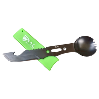 SAL 輕量化EDC多功能刀 匙叉 高音哨 2cr13鋼SAL2200, 螢光綠色, 1支