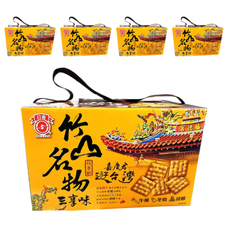 日香 竹山名物三享味 Set 含胡椒餅 鹹酥冬筍餅 蒜香碗豆餅 附手提袋, 300g, 5盒