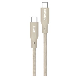 TOTOLINK USB-C to USB-C 強韌快充傳輸編織線 60W, 2M, 柔霧奶, 1條