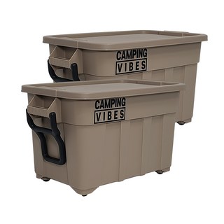 SPACE EDITOR 露營Vibes 多功能收納箱 75公升 砂米色 1層 2入, 米色, 2個