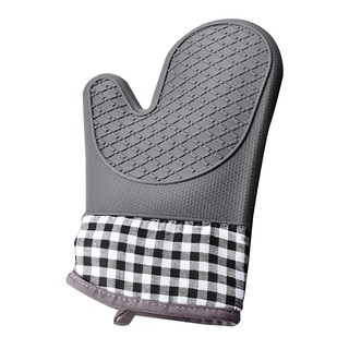 Axis 艾克思 矽膠隔熱止滑加厚格紋手套, 灰格紋, 1個