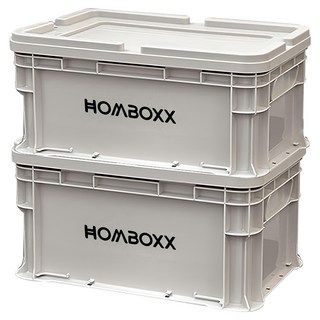 FL生活+ 粗曠風可疊加耐重收納箱2件組 附上蓋, 水泥灰, 2個