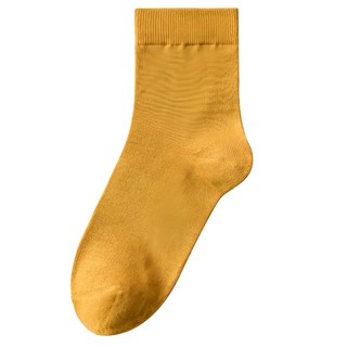 復古中筒襪 10雙一組 中筒襪長26cm, 26 x 7.5cm, 薑黃, 1組