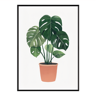 盆栽意趣 龜背芋 藝術畫, 黑色