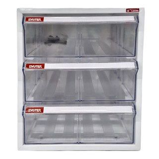 SHUTER 桌上型樹德櫃, 白色 + 透明色