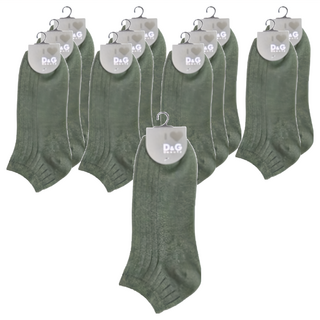D&G BEAUTY 暗紋女踝襪 D433-16 墨綠色 台灣製