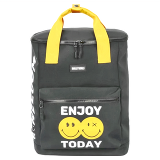 SMILEYWORLD後背包 黃色笑臉50週年紀念款, 黑