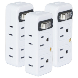 Kinyo 節電1開4插分接器 2孔/3孔, 51mm, 白色, 3個