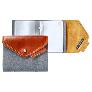 GOODJOB ColorStitch 彩線系列卡夾 10入 再生真皮 W8 H10 cm 泰國製, 皮革灰