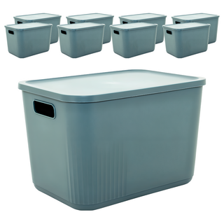 dayneeds 日需百備 Q萌撞色系附蓋收納盒/整理盒/雜物盒/零食盒 SN10-2XL-BU3, 藍色, 9個