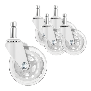 辦公椅萬向輪 Set 5 2.5吋輪 滾珠轉盤+雙軸承, 透明白, 1組