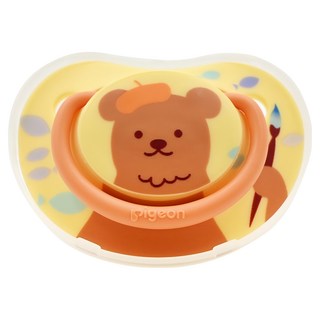 pigeon 貝親 繽紛系列 安撫奶嘴, M(3~6個月), 棕小熊, 1個