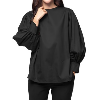 CARET 女士泡泡袖襯衫, 修飾身材 寬鬆, 均碼, 黑色