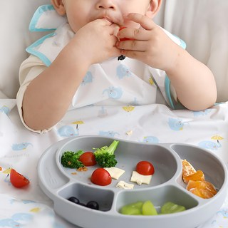 babyclo 多功能防水無袖一體式圍兜兜 可防止食物掉落, 藍色大象款, 1入, 1件