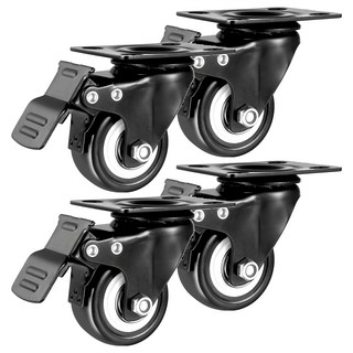 超靜音萬向旋轉活動輪 平底煞車款 4個 25 x 40 x 7mm 適用於辦公椅、推車等家具
