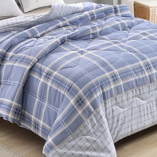 FOCA 可水洗/機洗韓式100%精梳純棉銀離子防蹣抗菌羽絲絨暖冬被, 無限回聲