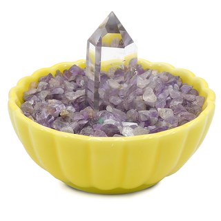 鑫運來招財能量五行開運水晶擺件 陶瓷聚寶盆設計 組合, 紫水晶, 1個