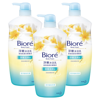 Biore 蜜妮 淨嫩沐浴乳 緬梔花香 彈嫩清爽, 1kg, 3瓶