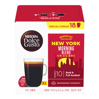 NESCAFE 雀巢咖啡 Dolce Gusto 多趣酷思 紐約美式晨光濃烈咖啡膠囊 中烘焙 濃烈風味, 8.3g, 18顆, 1盒