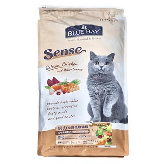 BLUE BAY 倍力 Sense 各階段成幼貓 全護低敏貓飼料 鮭魚雞肉口味, 高纖化毛, 13.6kg, 1袋