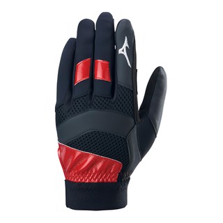 Mizuno 美津濃 守備用手套 左手用, 黑色 + 紅色, 1個