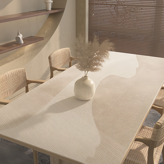 西格傢飾 侘寂風Q彈矽膠皮革桌墊, 140 x 80cm, 倦尾淺淺, 1個