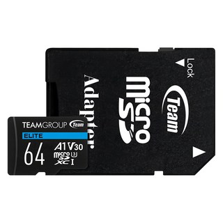 TEAMGROUP 十銓 4K專用高速記憶卡 MicroSDXC 64G UHS-I U3 ELITE A1 含轉卡, 64GB, 1個