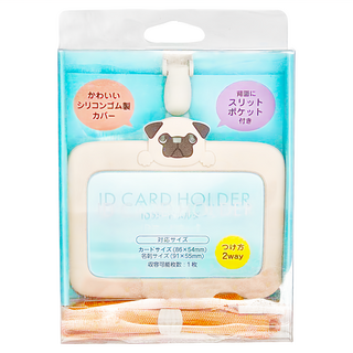LIHIT LAB. PuniLabo 證件夾, 可愛矽膠製, 安全設計, 巴哥犬 (A-7804-18), 1個, 10.5 x 7.7cm
