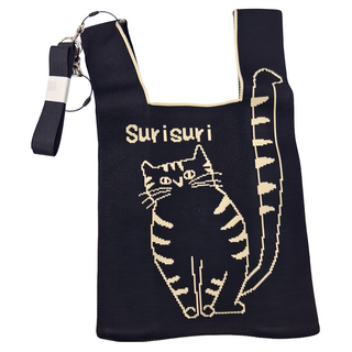 kUSUgURU JAPAN 日本眼鏡貓 和式手挽包 附簡易掛繩可肩背