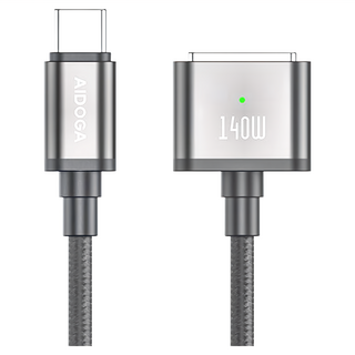 AIDOGA 艾迪伽 Type-C TO MagSafe 3 PD3.1 磁吸充電線快充線 140W 風暴系列 2m, 黑色, 1條