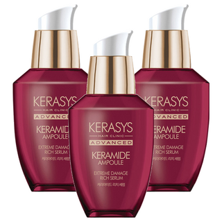 KERASYS 深層修護安瓶護髮精華 含神經醯胺和5種精油 適用於極度受損髮質, 70ml, 3瓶