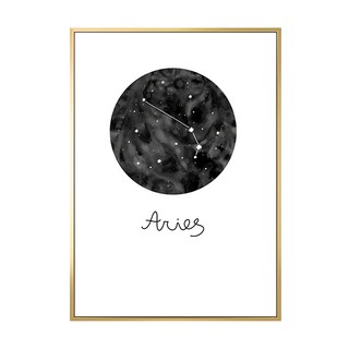 白羊座 Aries 40 x 30cm 星座油畫布松木內框, 金色