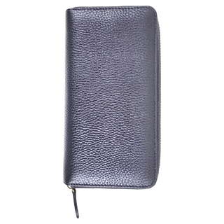 頭層牛皮9卡位拉鍊小長夾 L型, 17.5 x 9.2 x 2.3cm, 黑色, 1個