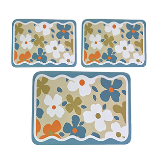 吸水桌墊 30 x 40cm x 厚度5mm 淺藍花瓣, 3個