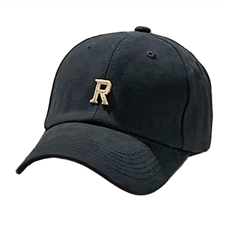 愛北鼻 親子R字棒球帽 黑色 可調節 透氣舒適 時尚百搭, 成人, 1個