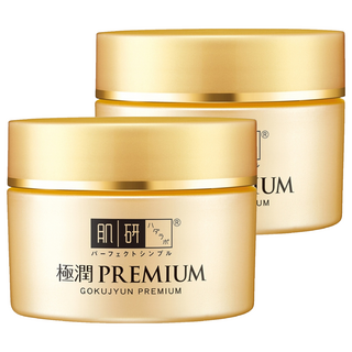 HADALABO 肌研 極潤PREMIUM金緻高效保濕精華霜 8重玻尿酸 深層保濕 修護屏障, 2罐, 50g