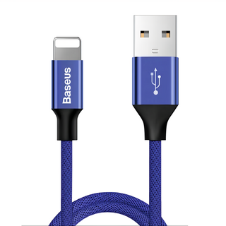 Baseus 倍思 藝紋系列 IOS充電傳輸線 布編織 鋁合金, 1.8m, 藍色, 1條