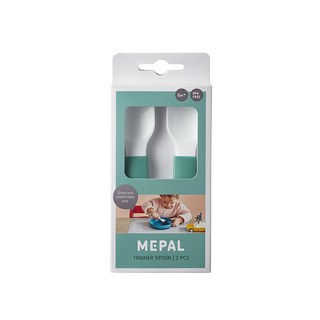 MEPAL MIO 學習餐匙二件組, 100%無BPA 食品安全認證, 防滑短握柄設計, 耐熱100°C, 冷藏冷凍適用, 微波爐洗碗機適用, 森綠色, 1組, 湯匙