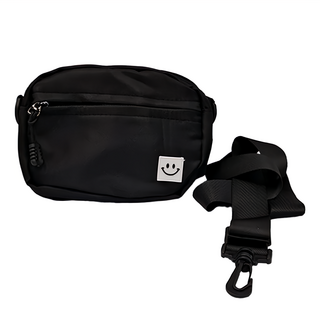 E.City 韓版斜背包小布包手機挎包 背帶可調整長度約60-120cm 防潑水尼龍, 黑色, 18 x 14 x 5cm