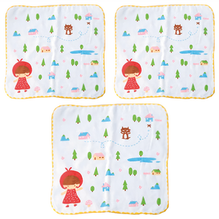 Peilou 貝柔 抑菌紗布小方巾 100%純棉 嬰幼兒口水巾 台灣製造, 26*26cm, 顏色隨機, 3件