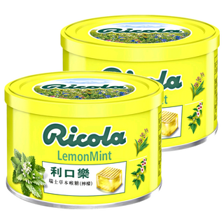 Ricola 利口樂 瑞士草本喉糖, 檸檬薄荷風味, 精選13種草本植物, 添加檸檬香氣, 100g, 2罐