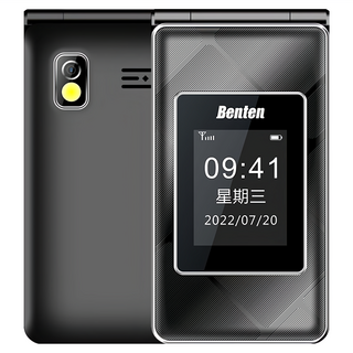Benten 奔騰 F72 4G雙螢幕摺疊按鍵式手機, 黑色, 0.256GB