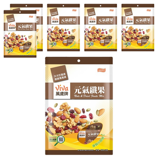 ViVa 萬歲牌 元氣纖果, 嚴選核桃, 南瓜子, 杏仁果搭配蔓越莓果乾及葡萄乾, 小包裝方便攜帶, 120g, 6袋