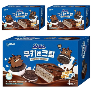 HAITAI 海太 脆皮蛋糕, 巧克力夾心餅口味, 濃郁奶油香氣, 120g, 3盒