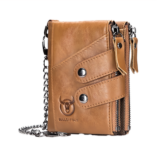 BULLCAPTAIN RFID 真皮頭層 牛皮三拉鍊雙釦翻頁式 13卡位 男士皮夾/皮包/錢包/短夾/男夾 LH994