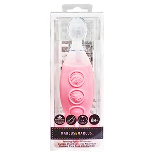 MARCUS&MARCUS 直立式擠壓矽膠餵食器，6個月以上適用, 粉色火箭, 1個