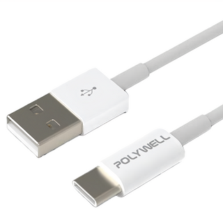 POLYWELL 寶利威爾 Type-A To Type-C USB 快充線 適用安卓 平板 PW15-W45-A170, 20cm, 白色, 1條