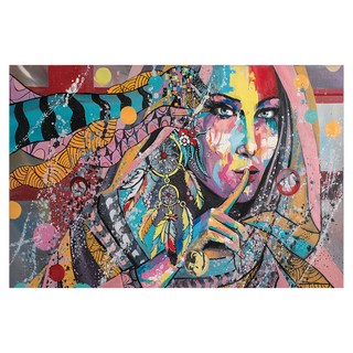 24mama 掛畫 北美波希米亞部落 幻想着身像無框畫 - 捕夢網女人 藝術插畫, 60 x 40cm