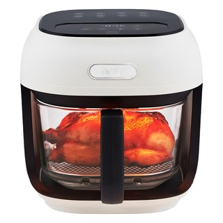 ikiiki 伊崎 美派烘炸鍋 IK-OT3101 白色 氣炸鍋 透明玻璃內鍋 健康烹飪, 1個